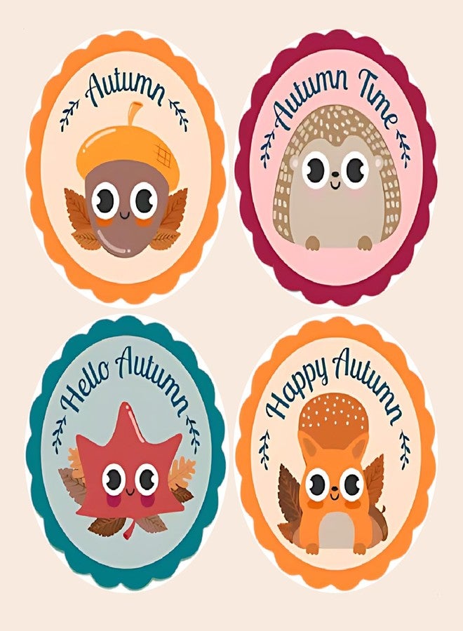 SLGIFT Vinyl Autumn Theme Sticker, Self-Adhesive Vinyl Stickers, 40 Pieces, 2 x 2 Inches Round Sticker, 4 Unique Designs, R132 - Image 2
